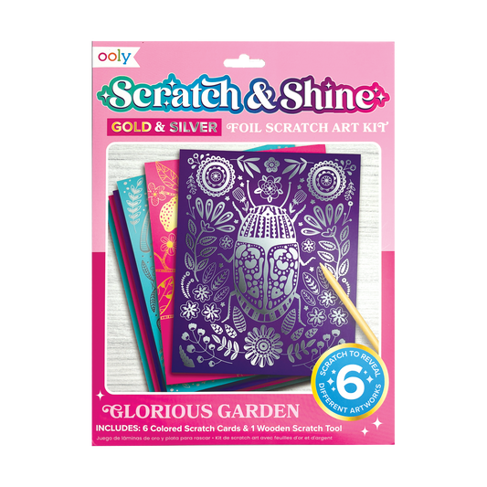 Scratch & Shine: Foil Scratch Art Kit - Glorious Garden (7 PC Set)