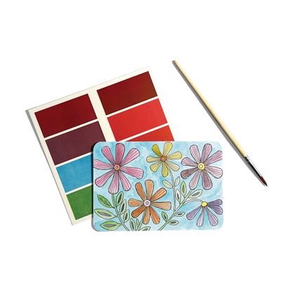 Painted Flowers and Gardens Scenic Hues DIY watercolor art kit card