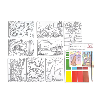 Desert Getaway Scenic Hues DIY watercolor art kit contents