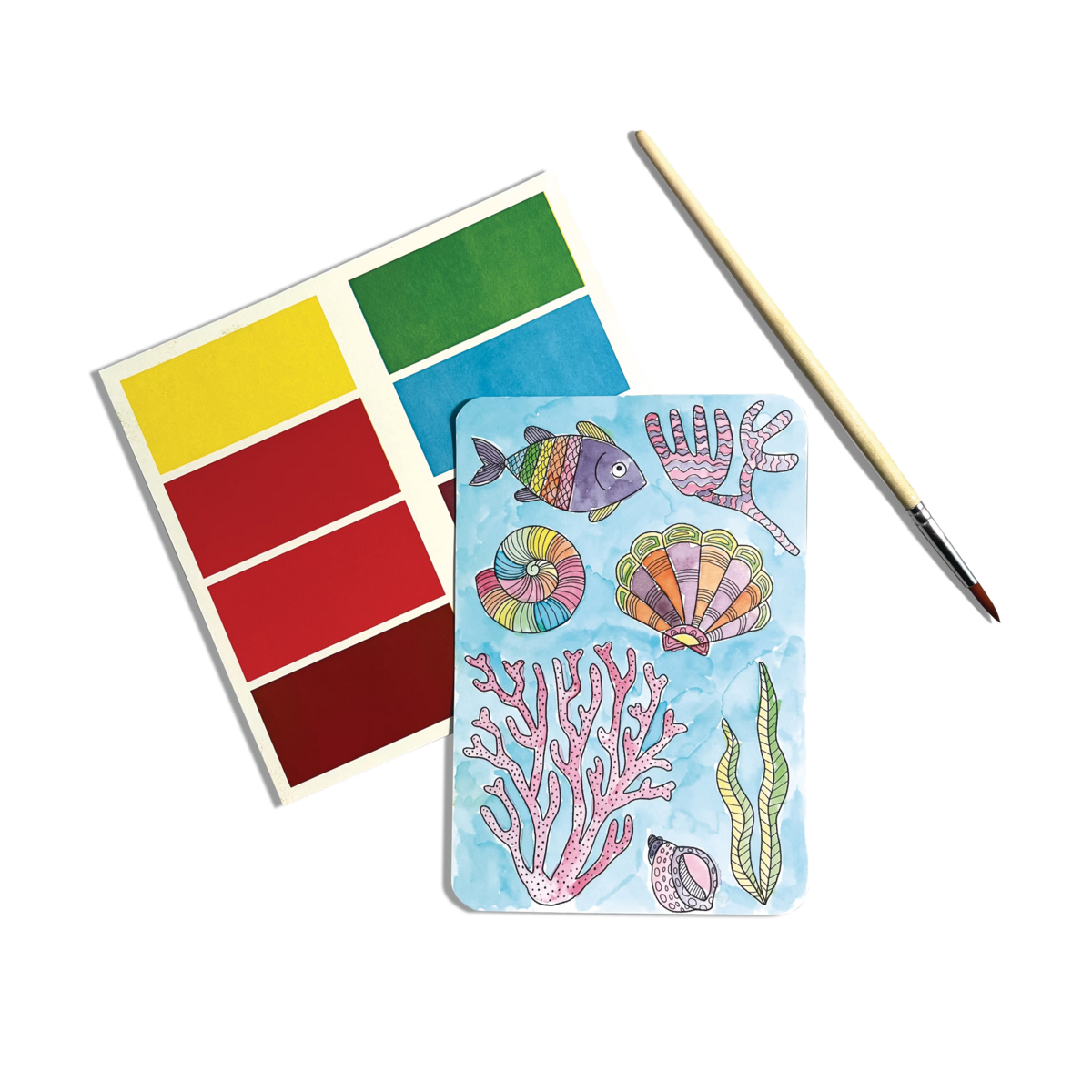 Painted Ocean Paradise Scenic Hues DIY watercolor art kit card