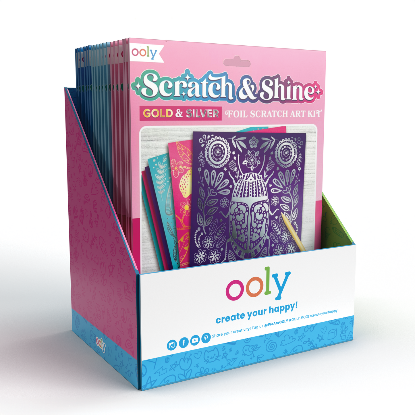 Scratch & Shine Foil Scratch Art Kits Preloaded Display (Free w/ Purchase of 18 PCs)