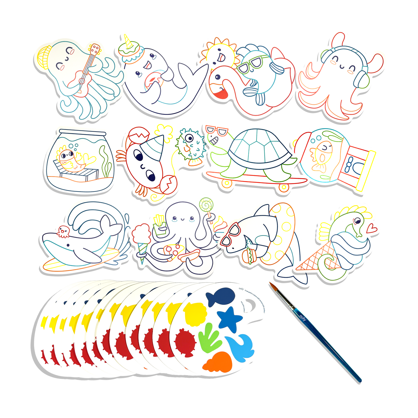 Playful Painters: Easy Watercolor Painting Kit - Ocean Pals (25 PC Set)