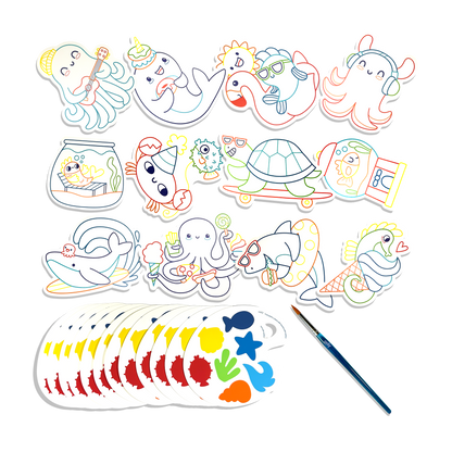 Playful Painters: Easy Watercolor Painting Kit - Ocean Pals (25 PC Set)
