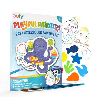Playful Painters: Easy Watercolor Painting Kit - Ocean Pals (25 PC Set)