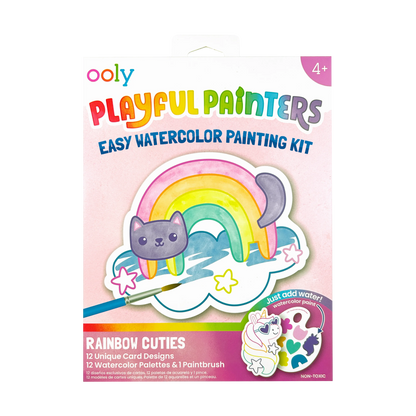 Playful Painters: Easy Watercolor Painting Kit - Rainbow Cuties (25 PC Set)