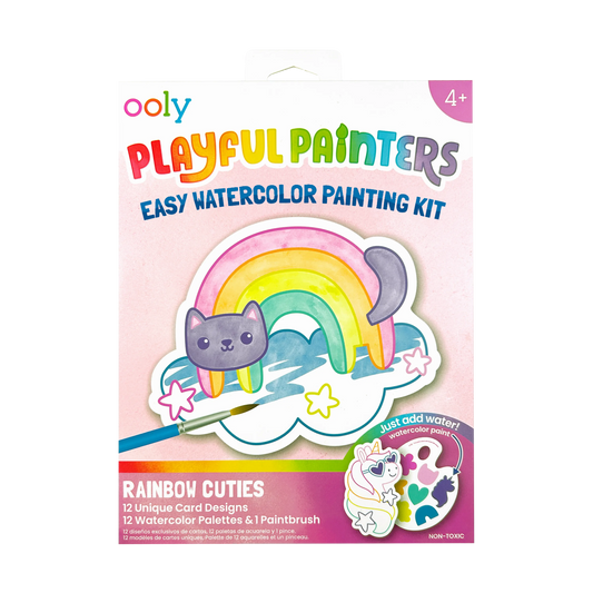 Playful Painters: Easy Watercolor Painting Kit - Rainbow Cuties (25 PC Set)