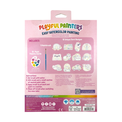 Playful Painters: Easy Watercolor Painting Kit - Rainbow Cuties (25 PC Set)