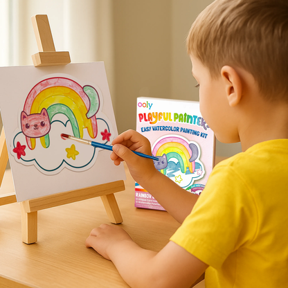 Playful Painters: Easy Watercolor Painting Kit - Rainbow Cuties (25 PC Set)