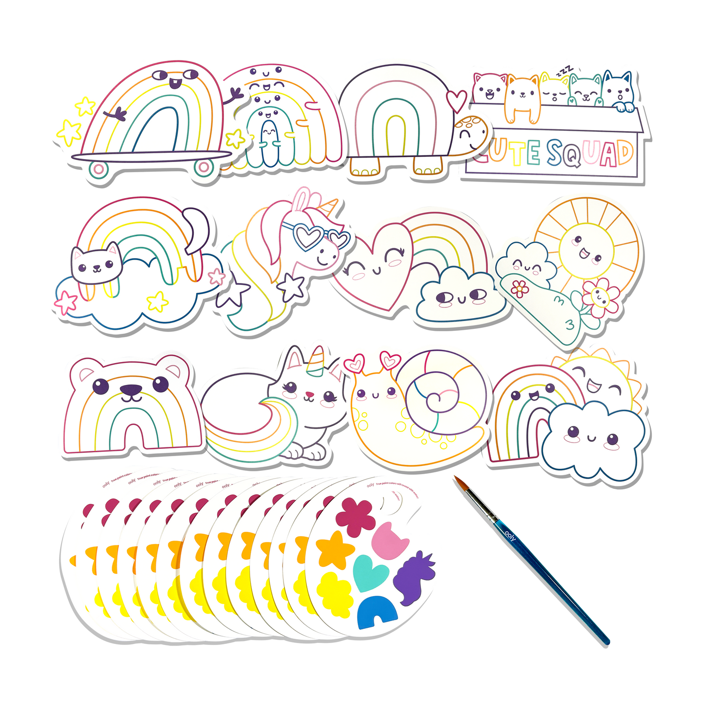 Playful Painters: Easy Watercolor Painting Kit - Rainbow Cuties (25 PC Set)