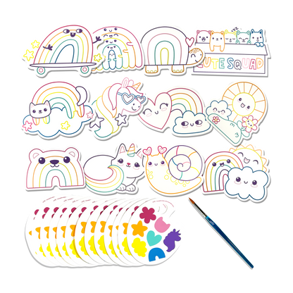 Playful Painters: Easy Watercolor Painting Kit - Rainbow Cuties (25 PC Set)