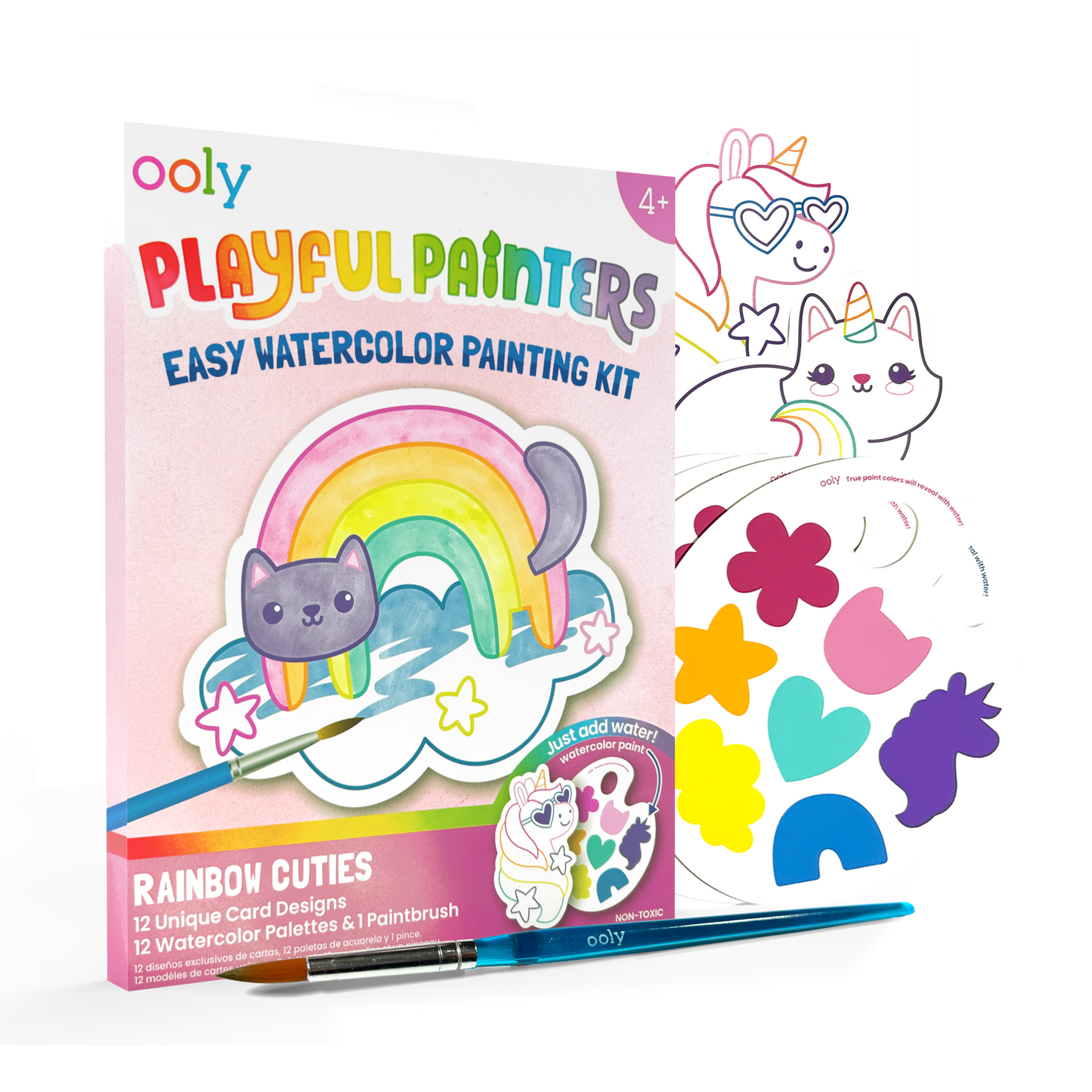 Playful Painters: Easy Watercolor Painting Kit - Rainbow Cuties (25 PC Set)