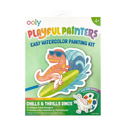 Playful Painters: Easy Watercolor Painting Kit - Chills & Thrills Dinos. (25 PC Set)