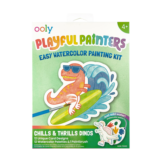 Playful Painters: Easy Watercolor Painting Kit - Chills & Thrills Dinos. (25 PC Set)