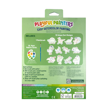 Playful Painters: Easy Watercolor Painting Kit - Chills & Thrills Dinos. (25 PC Set)