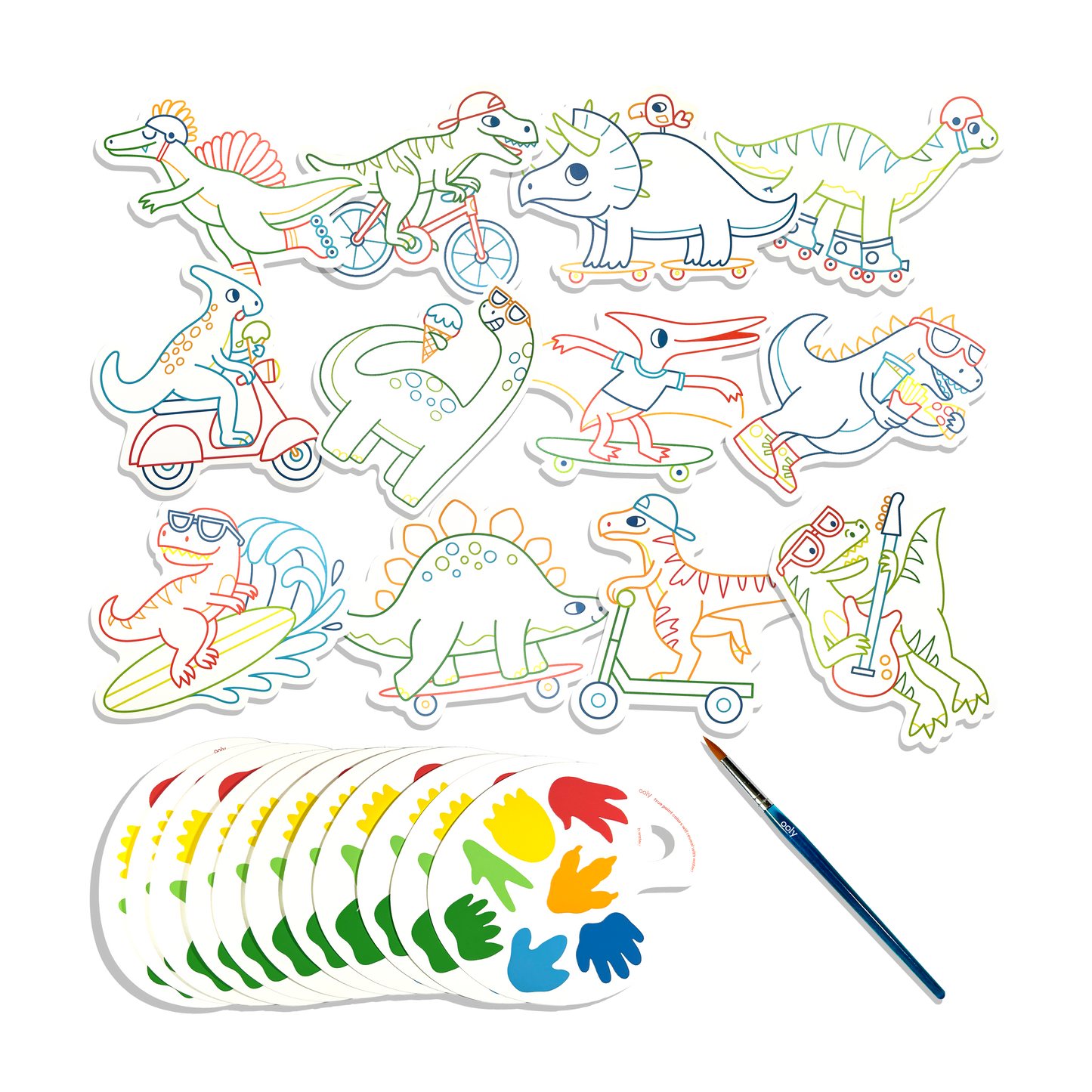 Playful Painters: Easy Watercolor Painting Kit - Chills & Thrills Dinos. (25 PC Set)