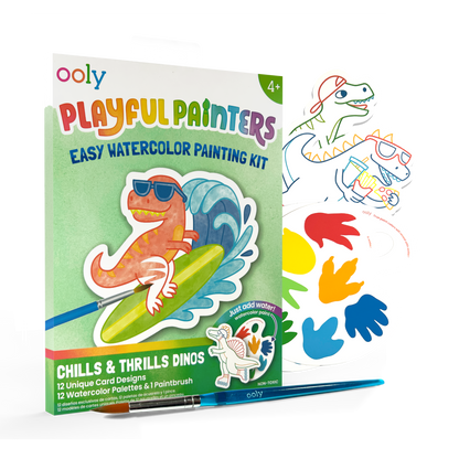 Playful Painters: Easy Watercolor Painting Kit - Chills & Thrills Dinos. (25 PC Set)