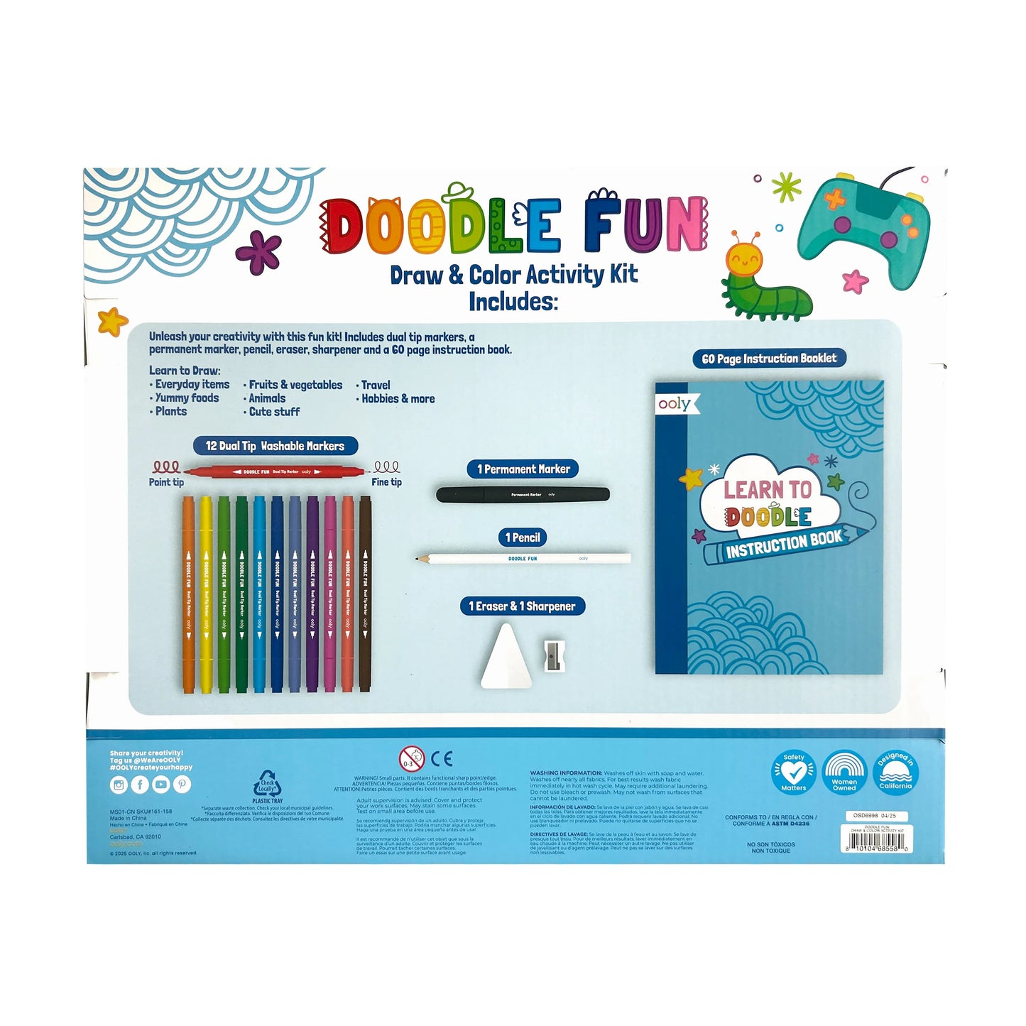 Doodle Fun: Draw & Color Activity Kit (17 PC Set)