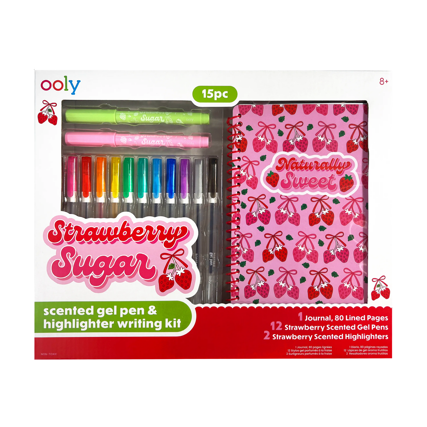 Strawberry Sugar: Scented Gel Pen & Highlighter Writing Kit (15 PC Set)