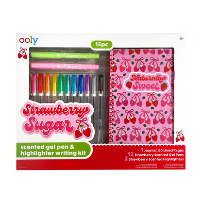 Strawberry Sugar: Scented Gel Pen & Highlighter Writing Kit (15 PC Set)