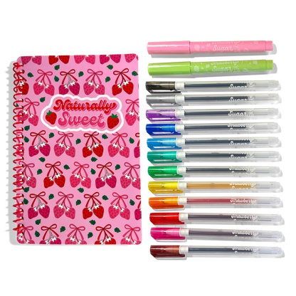 Strawberry Sugar: Scented Gel Pen & Highlighter Writing Kit (15 PC Set)