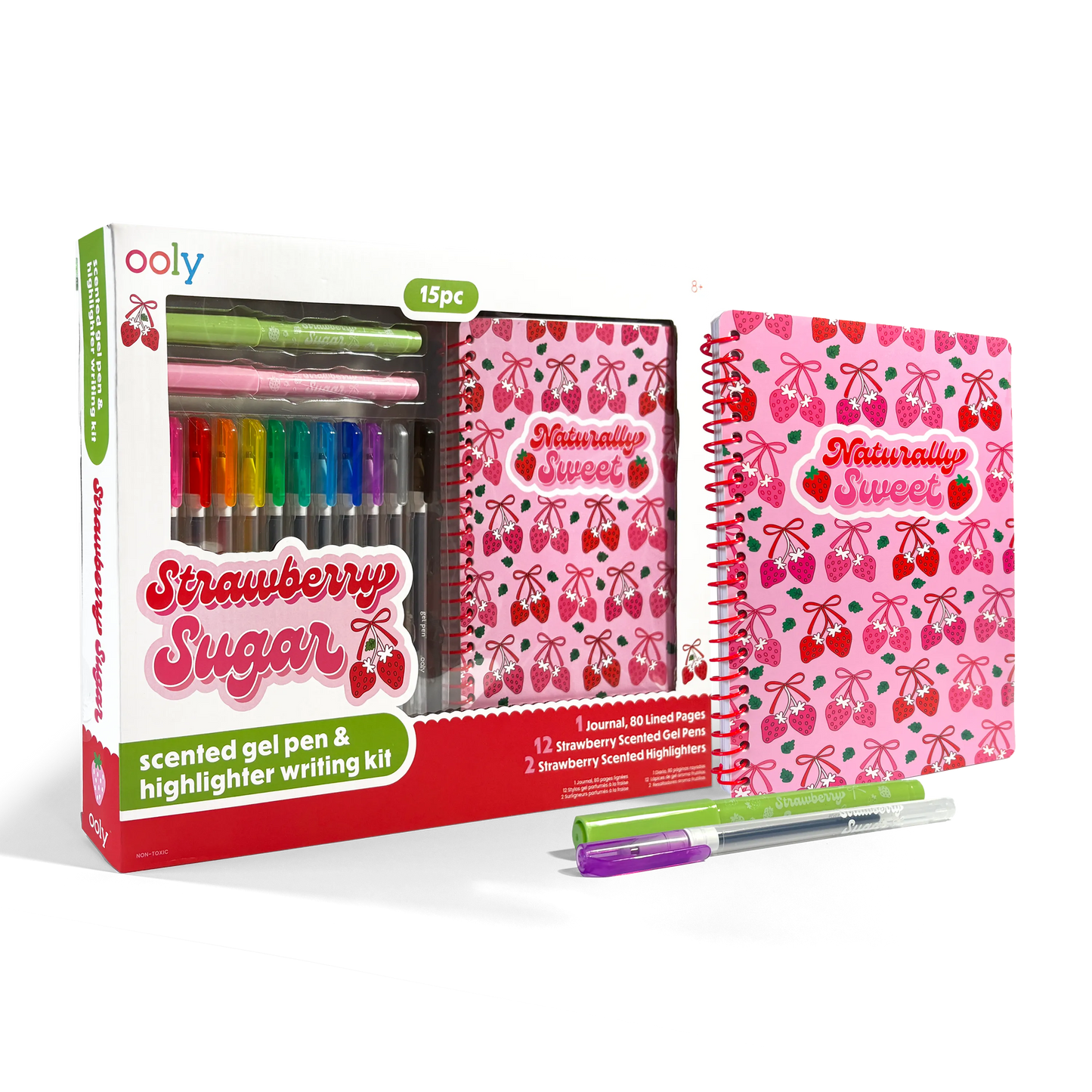 Strawberry Sugar: Scented Gel Pen & Highlighter Writing Kit (15 PC Set)