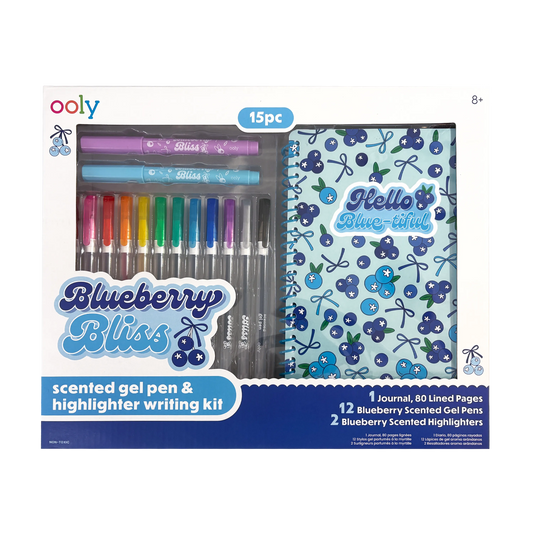 Blueberry Bliss: Scented Gel Pen & Highlighter Writing Kit (15 PC Set)