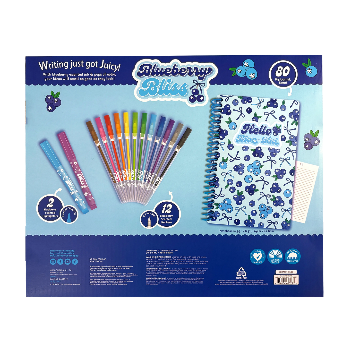 Blueberry Bliss: Scented Gel Pen & Highlighter Writing Kit (15 PC Set)