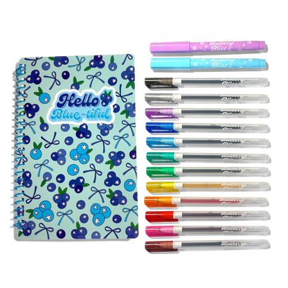 Blueberry Bliss: Scented Gel Pen & Highlighter Writing Kit (15 PC Set)