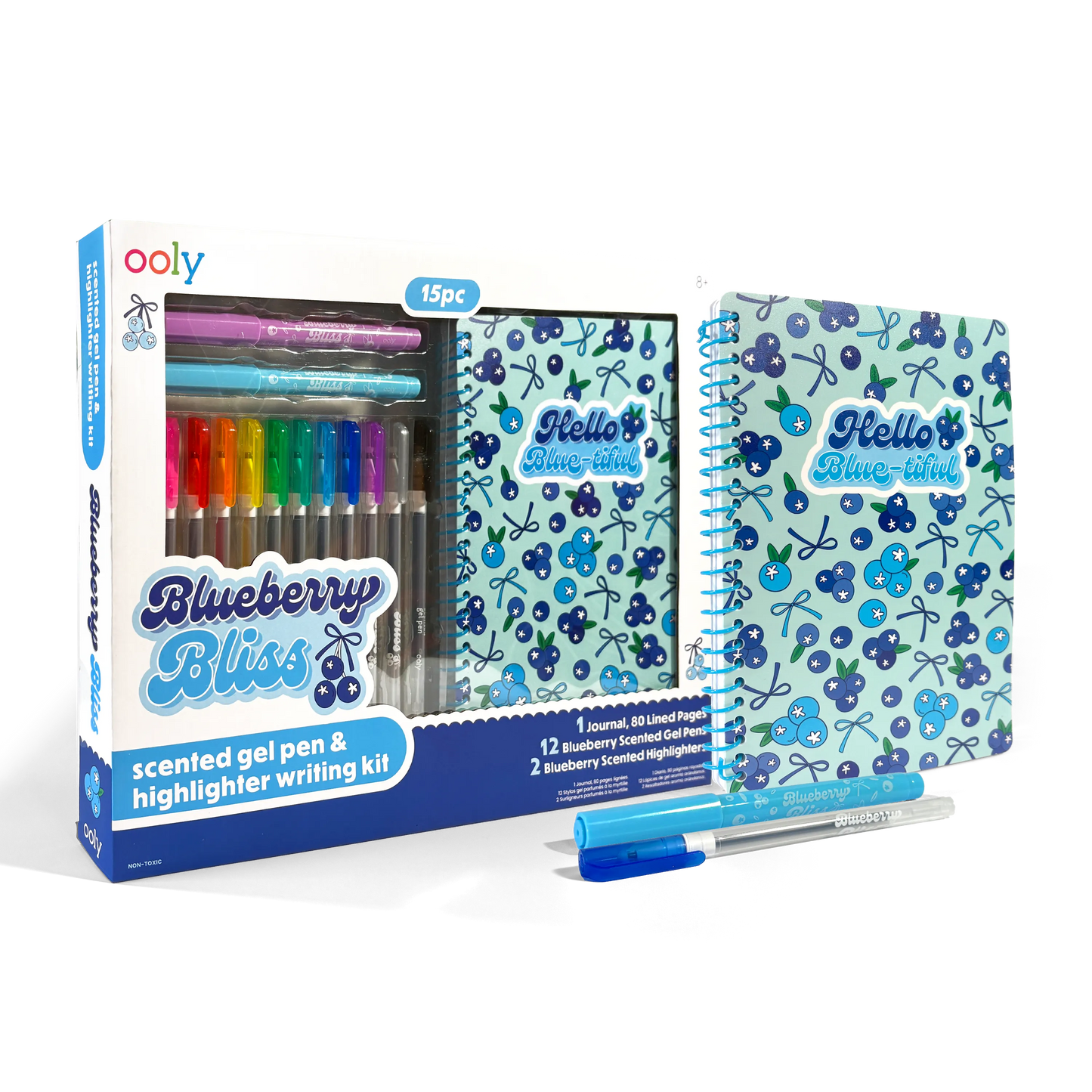 Blueberry Bliss: Scented Gel Pen & Highlighter Writing Kit (15 PC Set)