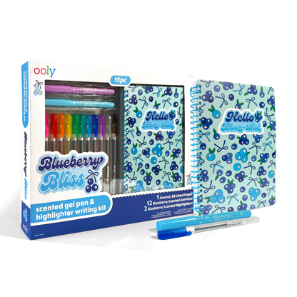 Blueberry Bliss: Scented Gel Pen & Highlighter Writing Kit (15 PC Set)
