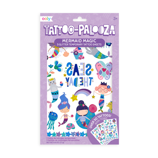 Tattoo-Palooza Temporary Tattoos - Mermaid Magic - in packaging