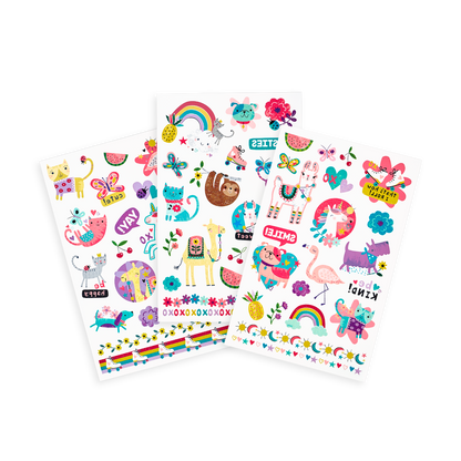 OOLY Tattoo-Palooza Temporary Tattoos - Funtastic Friends - 3 Sheets displayed