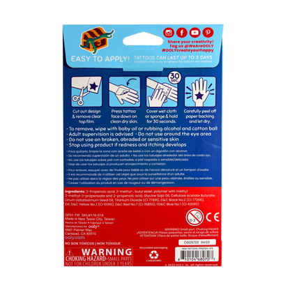 Pirate's Life Mini Tattoo Palooza Temporary Tattoos back of packaging