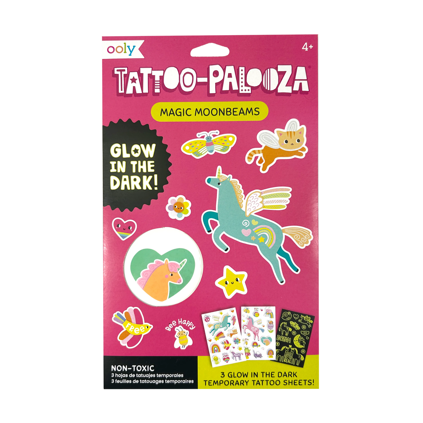 Tattoo Palooza: Magic Moonbeams - Glow Temporary Tattoos (3 Sheet Set)