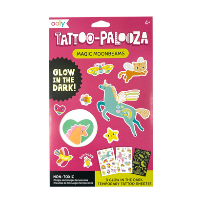 Tattoo Palooza: Magic Moonbeams - Glow Temporary Tattoos (3 Sheet Set)