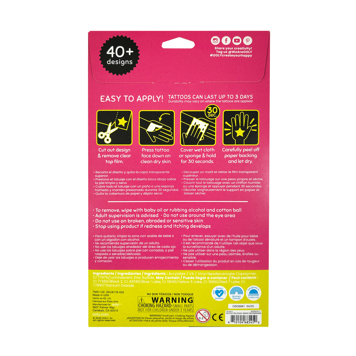 Tattoo Palooza: Magic Moonbeams - Glow Temporary Tattoos (3 Sheet Set)