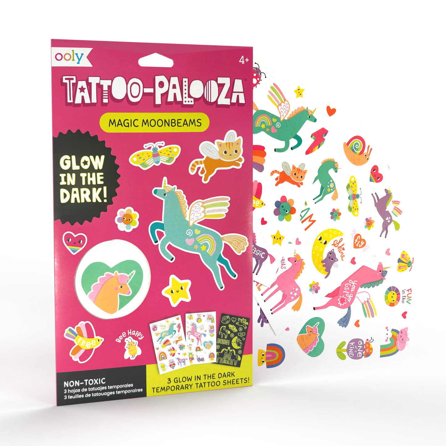Tattoo Palooza: Magic Moonbeams - Glow Temporary Tattoos (3 Sheet Set)