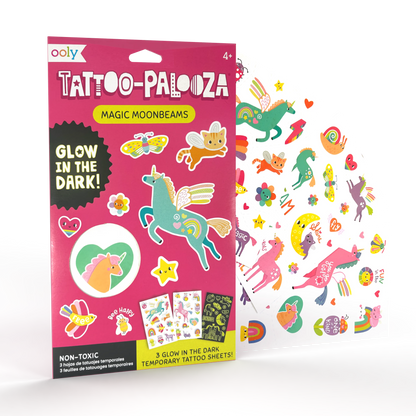 Tattoo Palooza: Magic Moonbeams - Glow Temporary Tattoos (3 Sheet Set)