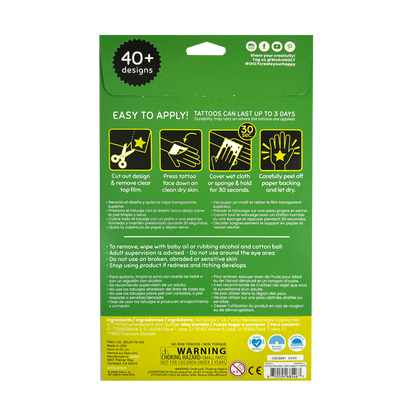 Tattoo Palooza: Zero Gravity Dinos. - Glow Temporary Tattoos (3 Sheet Set)