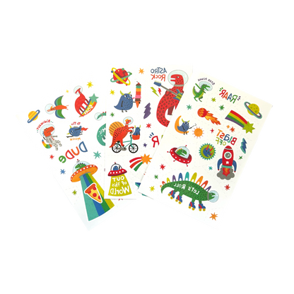 Tattoo Palooza: Zero Gravity Dinos. - Glow Temporary Tattoos (3 Sheet Set)