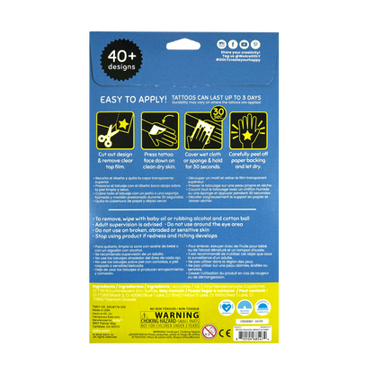 Tattoo Palooza: Bright & Funny - Glow Temporary Tattoos (3 Sheet Set)