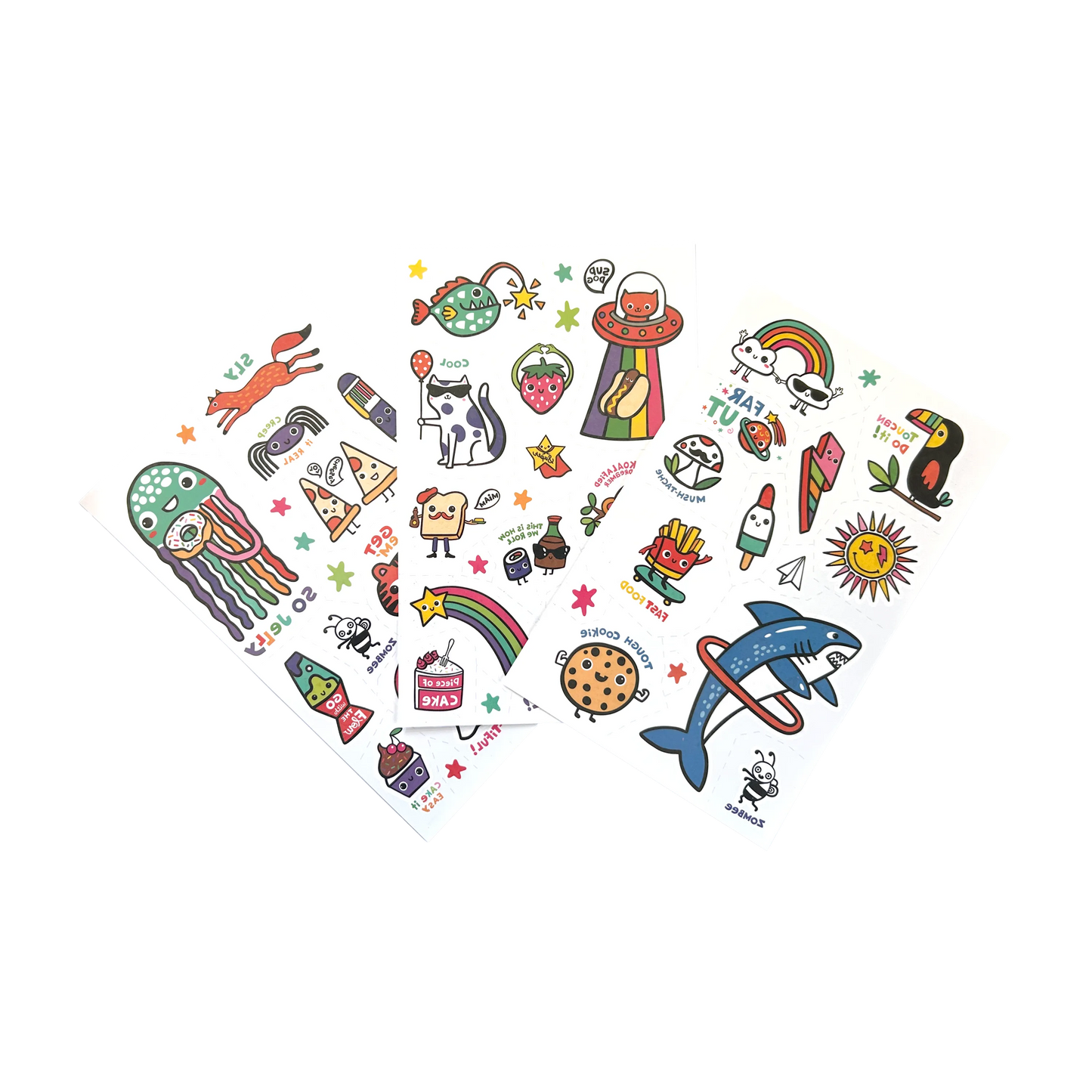 Tattoo Palooza: Bright & Funny - Glow Temporary Tattoos (3 Sheet Set)