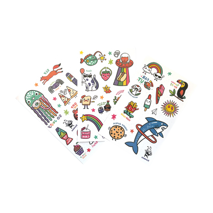 Tattoo Palooza: Bright & Funny - Glow Temporary Tattoos (3 Sheet Set)