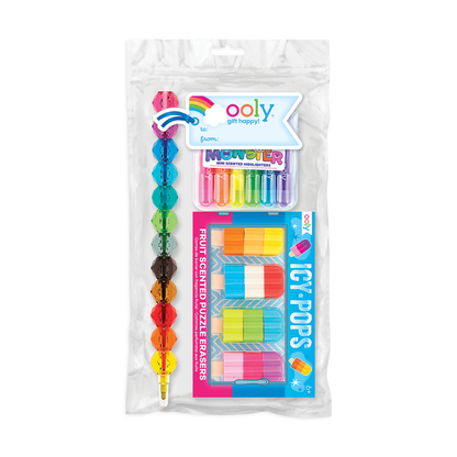 OOLY Rainbow Desk Pals Happy Pack  in pouch