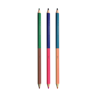 3 double ended 2 Of A Kind Colored Pencils