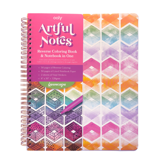 Artful Notes Notebook: Reverse Color, Take Notes - Geoscape (8" x 10", 100 Pages)