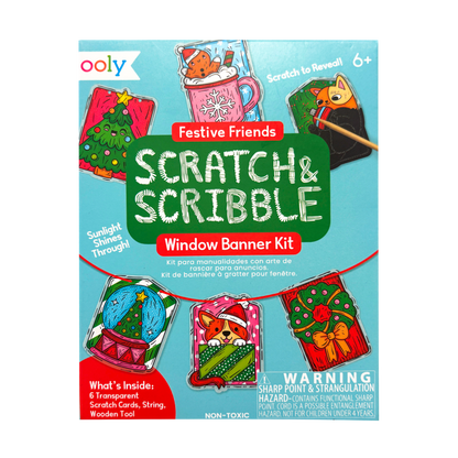 Mini Scratch & Scribble: Window Banner Kit - Festive Friends