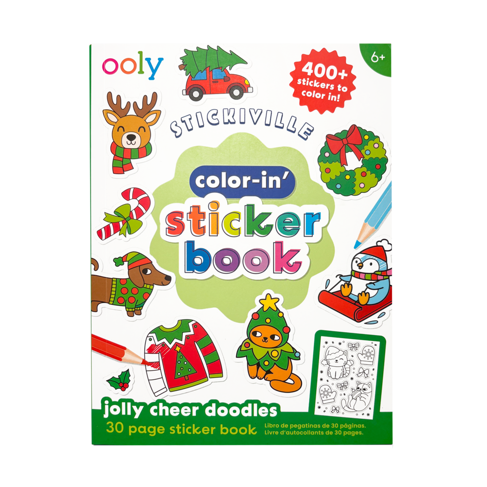 Stickiville: Color-in' Sticker Book - Jolly Cheer Doodles