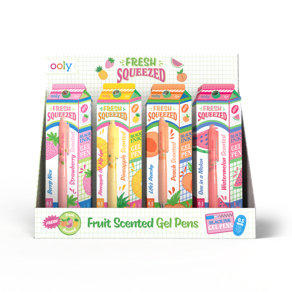 Fresh Squeezed: Black Ink Scented Gel Pens (Display of 24)