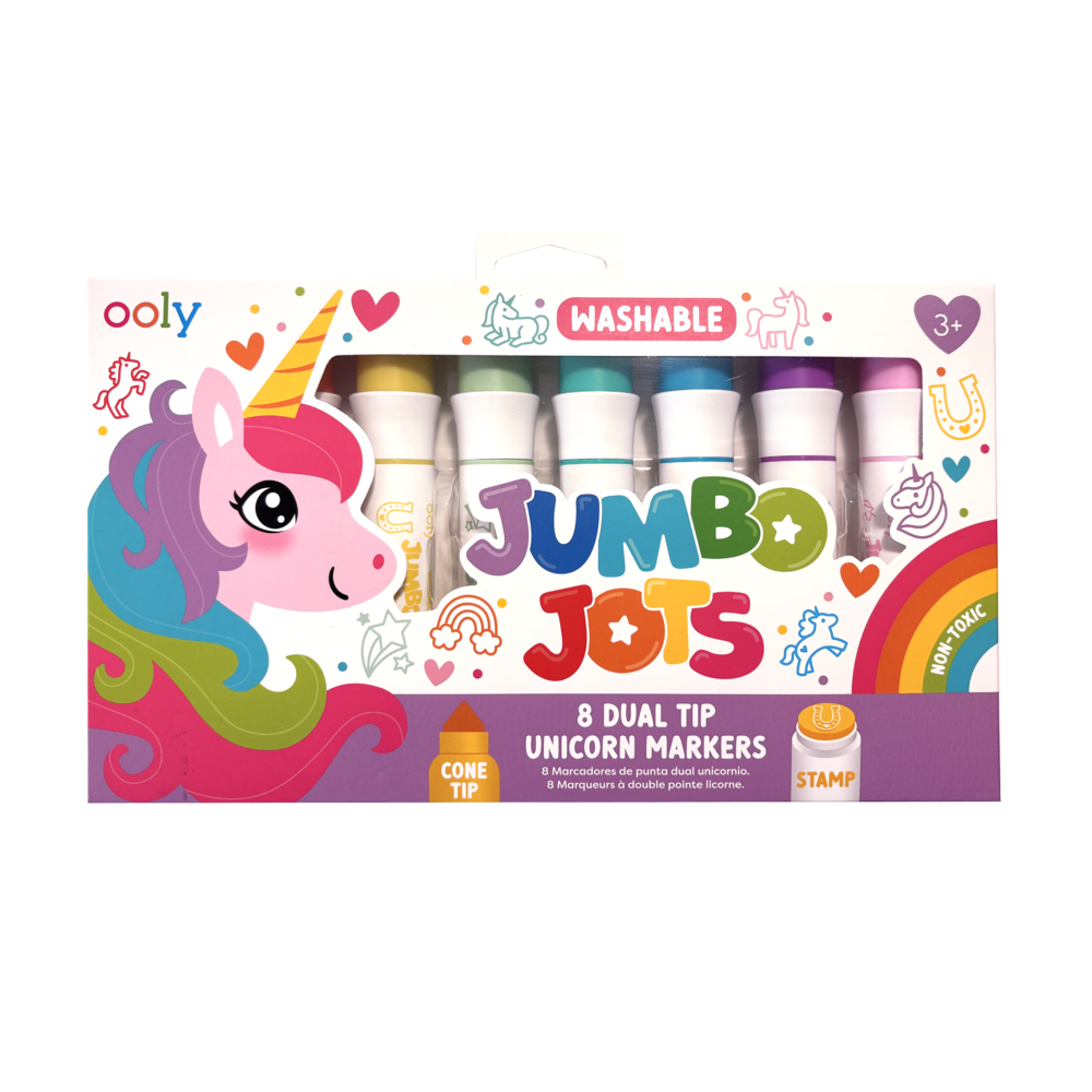 Jumbo Jots: Dual Tip Cone & Stamp Markers - Unicorn (Set of 8)